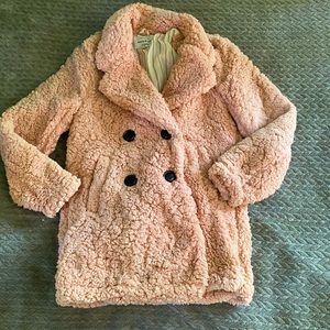 SMALL Haunte Monde dusty pink teddy Sherpa coat.